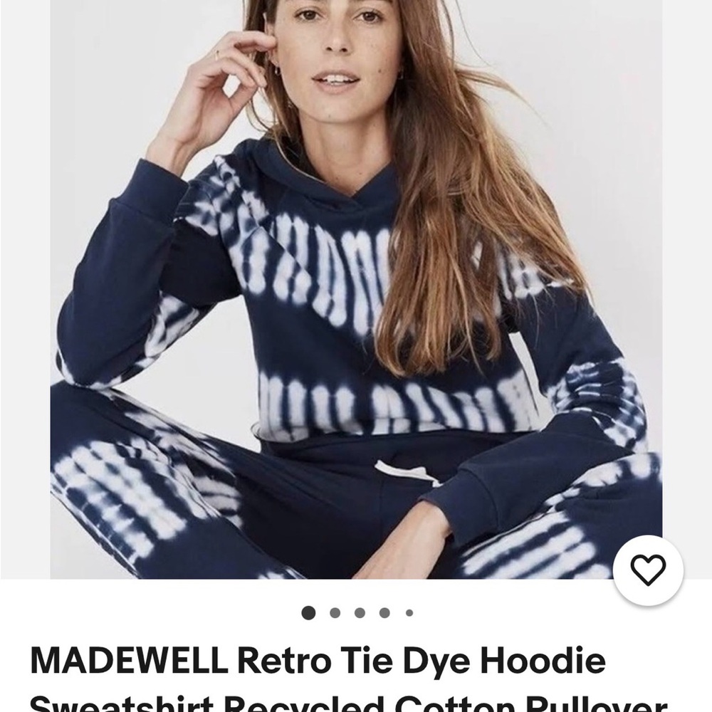 Madewell Navy & White Tie-Dye Pullover Hoodie